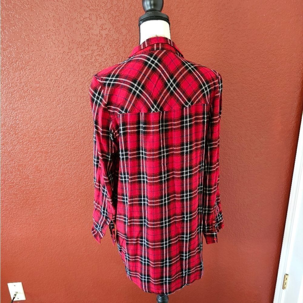 Red Plaid Button-Up Shirt - Picture 4 of 8